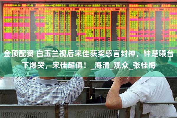 金顶配资 白玉兰视后宋佳获奖感言封神，钟楚曦台下爆哭，宋佳超值！_海清_观众_张桂梅